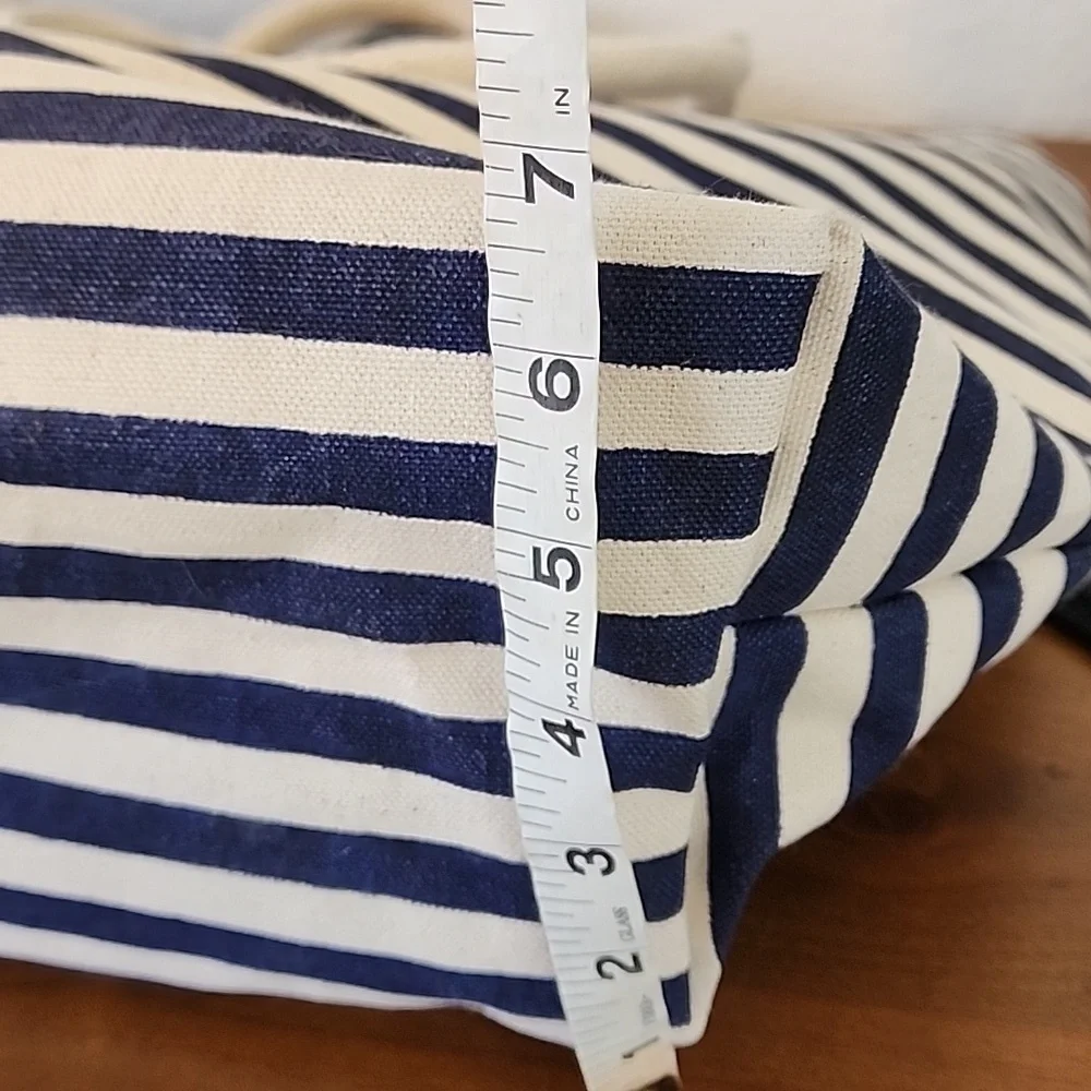 Nautical Striped Blue & Cream Doubble Handles Women's Tote Bag NWT